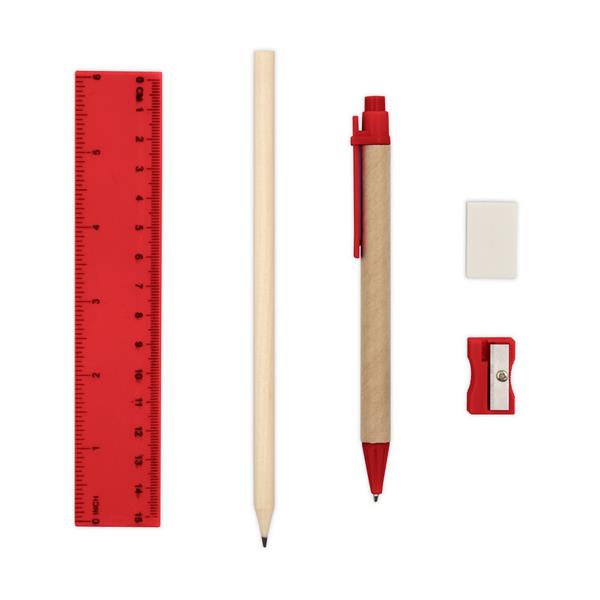 Zestaw szkolny, piórnik, ołówek, długopis, linijka, gumka i temperówka | Tobias-2655502