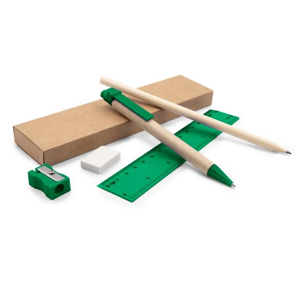 Zestaw szkolny, piórnik, ołówek, długopis, linijka, gumka i temperówka | Tobias-2655503