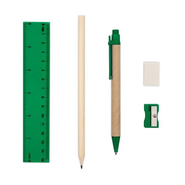 Zestaw szkolny, piórnik, ołówek, długopis, linijka, gumka i temperówka | Tobias-2655505