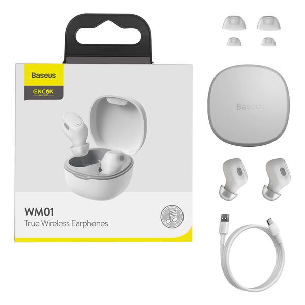 Słuchawki bezprzewodowe TWS Bluetooth 5.0 Baseus Encok WM01 Plus - białe-3122725