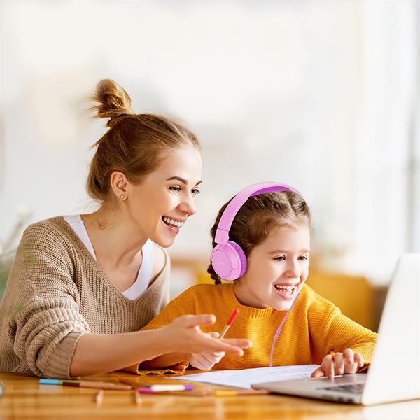 Joyroom nauszne słuchawki 3,5mm mini jack dla dzieci dziecięce różowy (JR-HC1 pink)-2246278