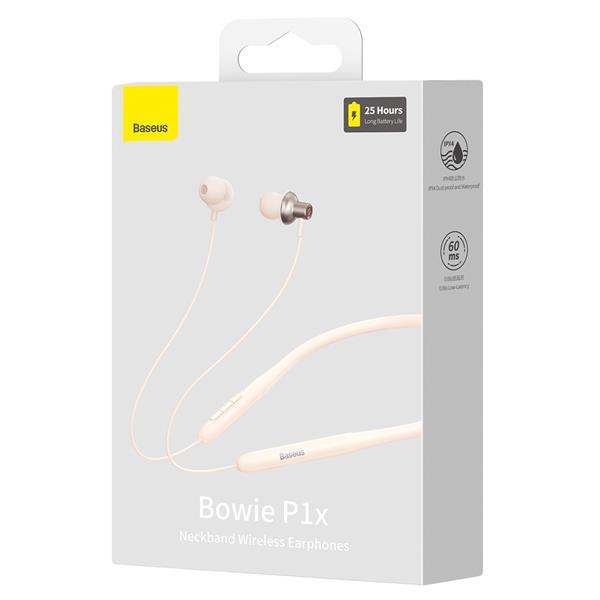 Słuchawki bezprzewodowe Bluetooth 5.3 neckband Baseus Bowie P1x - kremowe-3119092