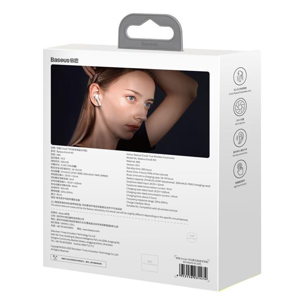 Słuchawki bezprzewodowe TWS Baseus Encok W3 Overseas Edition - białe-3129130
