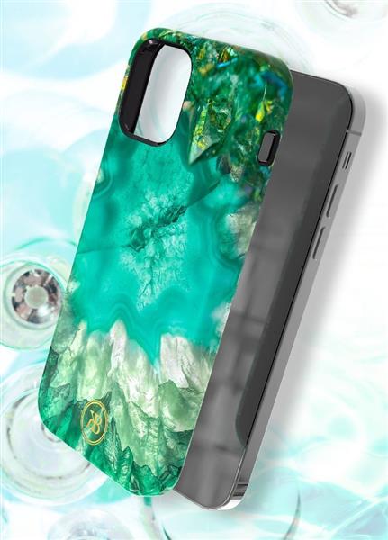 Kingxbar Agate Series eleganckie etui pokrowiec z nadrukiem agat iPhone 12 mini zielony-2165112