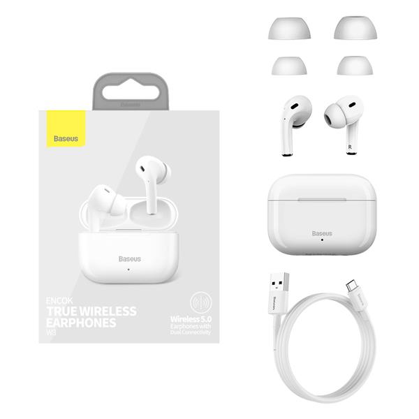 Słuchawki bezprzewodowe TWS Baseus Encok W3 Overseas Edition - białe-3129131