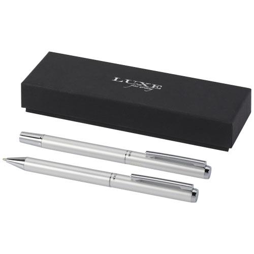 Lucetto zestaw upominkowy obejmujący długopis kulkowy z aluminium z recyklingu i pióro kulkowe-3090863