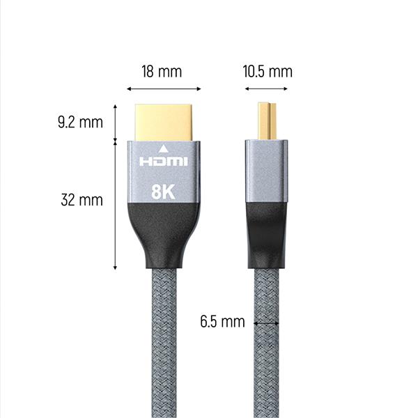 Wozinsky kabel HDMI 2.1 8K 60 Hz 48 Gbps / 4K 120 Hz / 2K 144 Hz 2 m srebrny (WHDMI-20)-2603824