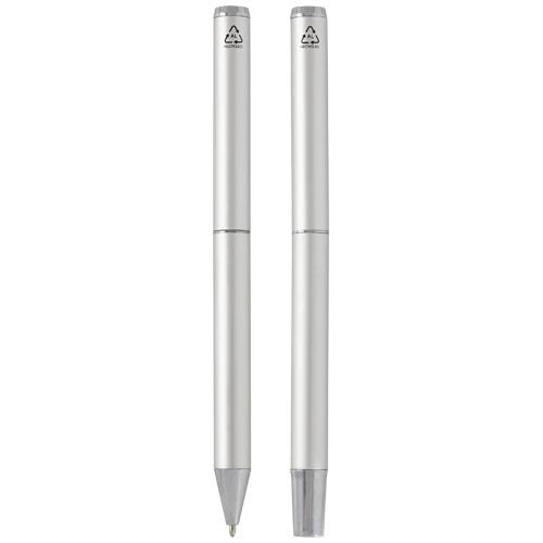 Lucetto zestaw upominkowy obejmujący długopis kulkowy z aluminium z recyklingu i pióro kulkowe-3090865