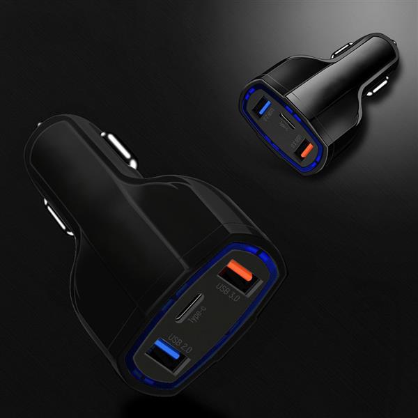 Wozinsky ładowarka samochodowa USB x2 i USB C czarna (WCC-01)-2145804
