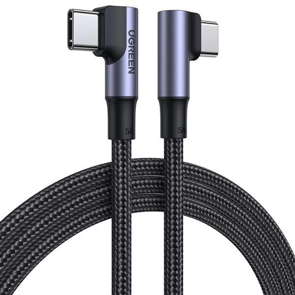 Ugreen kątowy kabel USB Typ C - USB Typ C Quick Charge Power Delivery 100 W 5 A 2 m czarny (US335 70698)-2157375