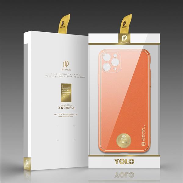 Dux Ducis Yolo eleganckie etui pokrowiec ze skóry ekologicznej iPhone 11 Pro pomarańczowy-2165869