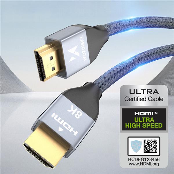 Wozinsky kabel HDMI 2.1 8K 60 Hz 48 Gbps / 4K 120 Hz / 2K 144 Hz 2 m srebrny (WHDMI-20)-2962938