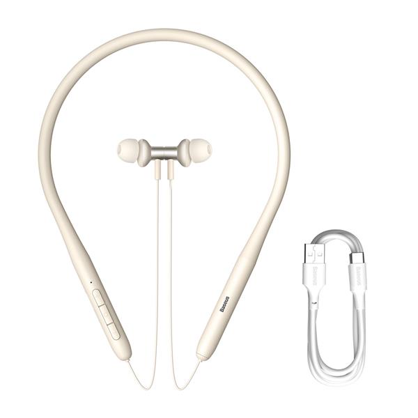 Słuchawki bezprzewodowe Bluetooth 5.3 neckband Baseus Bowie P1x - kremowe-3119091