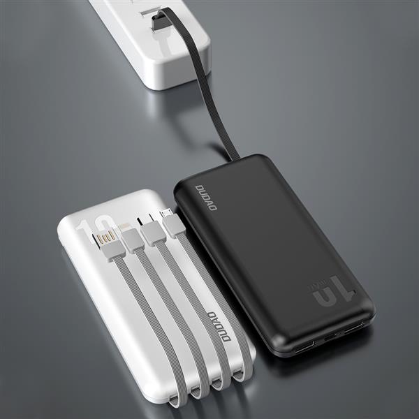 Dudao K6Pro uniwersalny powerbank 10000mAh z kablem USB, USB Typ C, Lightning czarny (K6Pro-black)-2264190