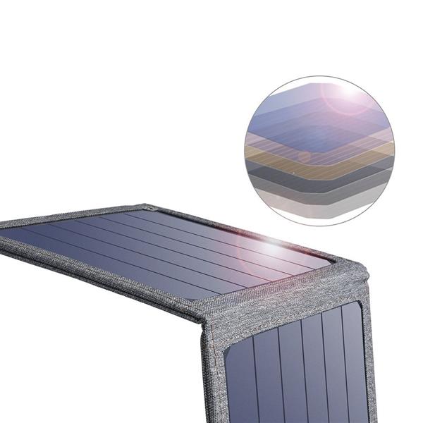Choetech rozkładana podróżna ładowarka solarna słoneczna fotowoltaiczna 14W z USB 5V / 2,4A panel słoneczny szary (SC004)-2218668