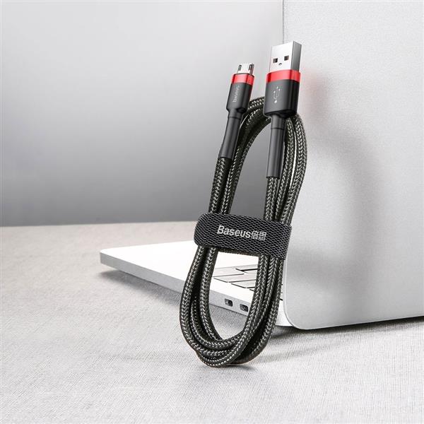 Baseus Cafule Cable wytrzymały nylonowy kabel przewód USB / micro USB 1.5A 2M czarno-czerwony (CAMKLF-C91)-2141558