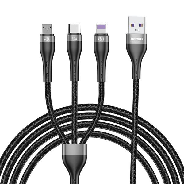 Proda Quark pro 3w1 kabel USB - Lightning / USB Typ C/ micro USB 5A 1,2m czarny (PD-B59th)-2205292