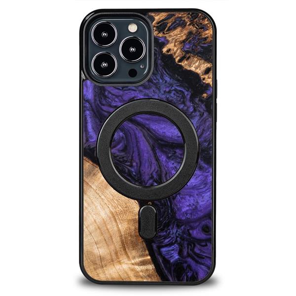 Etui z drewna i żywicy na iPhone 13 Pro Max MagSafe Bewood Unique Violet - fioletowo-czarne-3132854