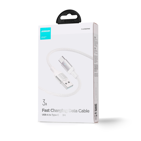 Joyroom kabel USB - USB C 3A do szybkiego ładowania i transferu danych A10 Series 2 m biały (S-UC027A10)-2967351