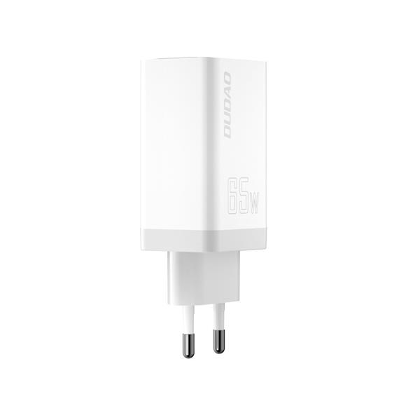Dudao GaN szybka ładowarka sieciowa 65 W USB / 2x USB Typ C Quick Charge Power Delivery (azotek galu) biały (A7xs white)-2602176