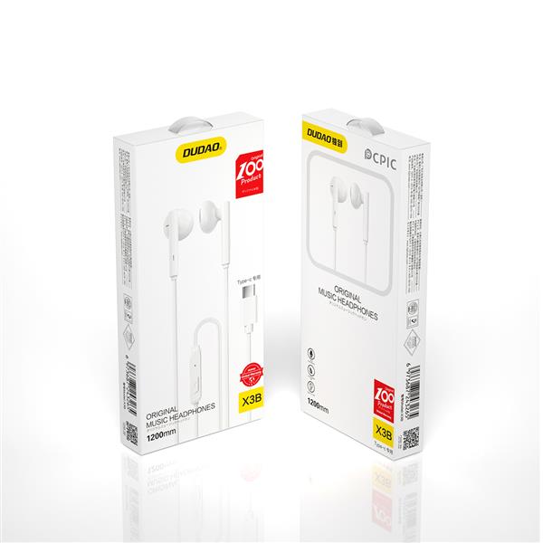 Dudao przewodowe słuchawki USB Typ C 1,2m biały (X3B-W)-2299416