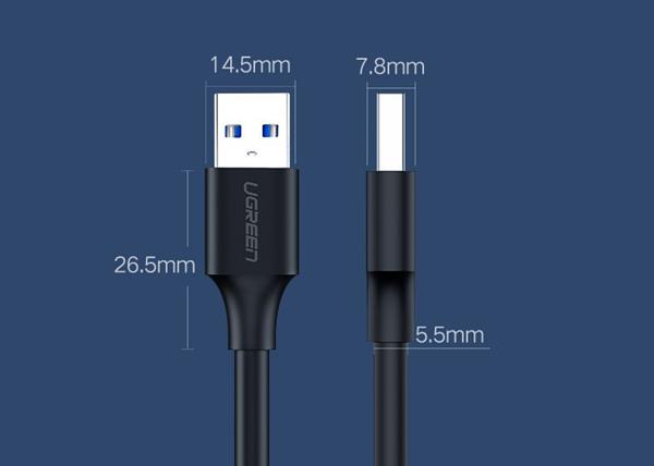 Ugreen kabel przewód USB 2.0 (męski) - USB 2.0 (męski) 0,5 m czarny (US128 10308)-2164861