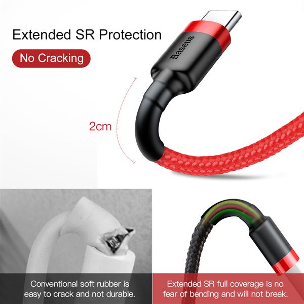 Baseus kabel Cafule USB - USB-C 0,5 m 3A czerwony-2078642