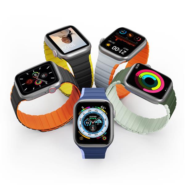 Magnetyczny pasek Apple Watch SE, 9, 8, 7, 6, 5, 4, 3, 2, 1 (41, 40, 38 mm) Dux Ducis Strap (LD Version) - czarno-żółty-3125357