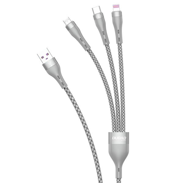 Dudao 3w1 kabel USB - Lightning / microUSB/ USB Typ C 65W 1,2m szary (L20X)-2220045