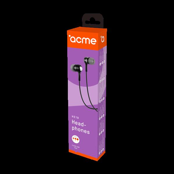 ACME EUROPE Słuchawki przewodowe douszne z mikrofonem HE19 czarne-1605215
