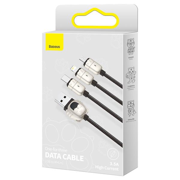 Baseus Year of the Tiger 3w1 kabel USB - Lightning / USB Typ C / micro USB 3,5 A 1,2m czarny (CASX010001)-2241798