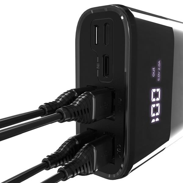 Wozinsky powerbank 30000mAh Li-Ion 4 x USB z wyświetlaczem LCD 2 A czarny (WPB-001BK)-2379196