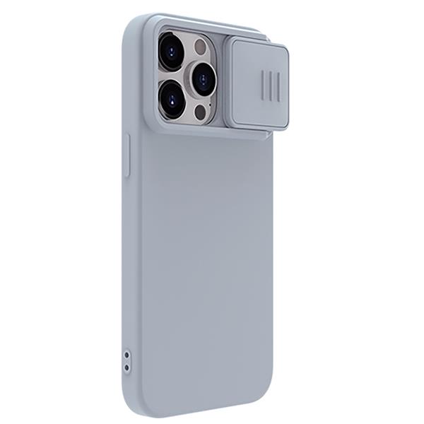 Silikonowe etui Nillkin CamShield Silky Silicone Case do iPhone 15 Pro z osłoną na aparat - szare-3131552