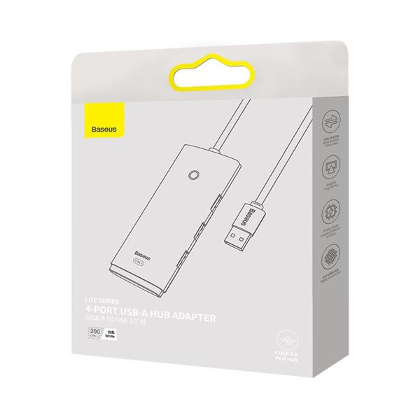 Baseus adapter HUB Lite USB do 4x USB 3.0 / 1x USB-C 2,0m biały-2994393