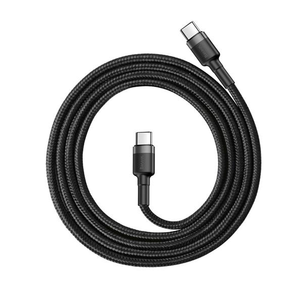 Baseus Cafule Cable wytrzymały nylonowy kabel przewód USB-C PD / USB-C PD PD2.0 60W 20V 3A QC3.0 1M czarny-szary (CATKLF-GG1)-2141993