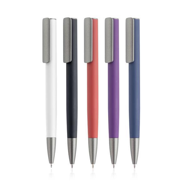 Aluminiowy długopis z recyklingu z bambusowym detalem-3183037