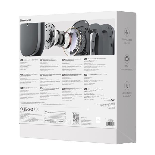 Baseus Bowie H1 słuchawki bezprzewodowe Bluetooth 5.2 ANC szary (NGTW230013)-2404054