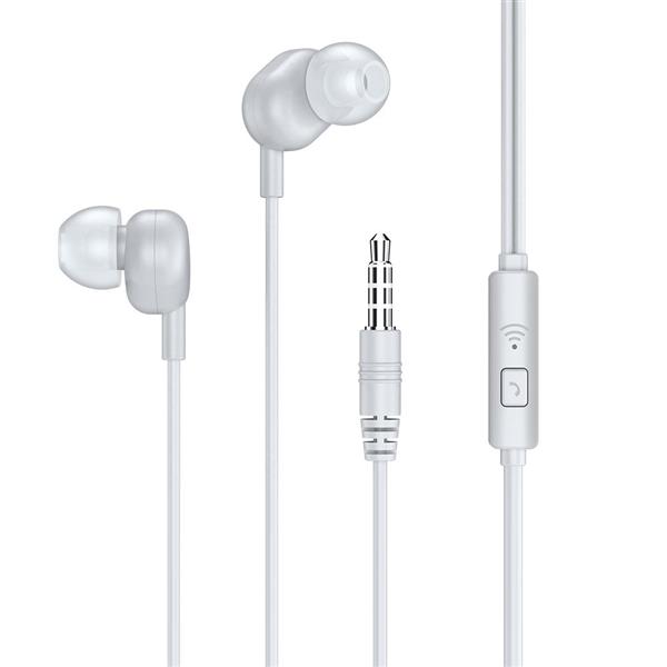 Remax dokanałowe słuchawki zestaw słuchawkowy z pilotem i mikrofonem mini jack 3,5 mm biały (RW-105 white)-2150286