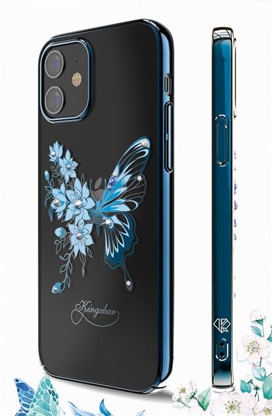 Kingxbar Butterfly Series błyszczące etui ozdobione oryginalnymi Kryształami Swarovskiego motyle iPhone 12 mini niebieski-2165203