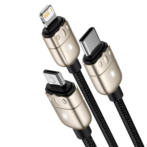 Baseus Year of the Tiger 3w1 kabel USB - Lightning / USB Typ C / micro USB 3,5 A 1,2m czarny (CASX010001)-2241795