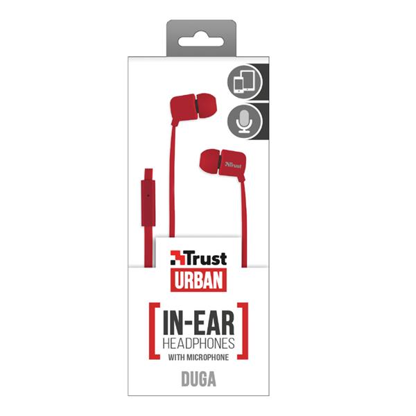 Trust słuchawki przewodowe douszne Duga czerwone-1212007