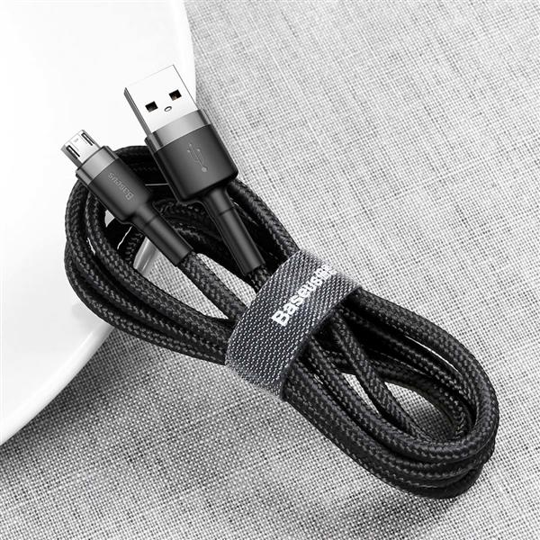 Baseus Cafule Cable wytrzymały nylonowy kabel przewód USB / micro USB QC3.0 2.4A 1M czarno-szary (CAMKLF-BG1)-2962537