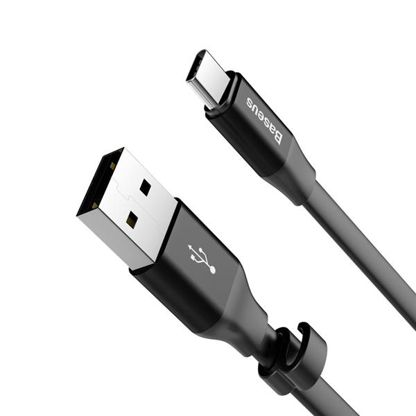 Baseus Nimble płaski kabel przewód USB / USB-C z uchwytem 2A 0,23M czarny (CATMBJ-01)-2142573