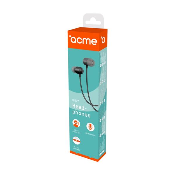 ACME EUROPE Słuchawki przewodowe douszne z mikrofonem HE21 czarne-1572585