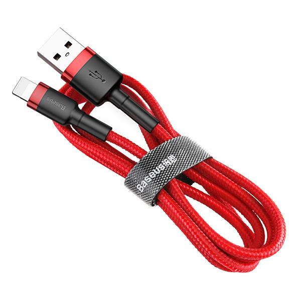 Baseus Cafule Cable wytrzymały nylonowy kabel przewód USB / Lightning QC3.0 2.4A 0,5M czerwony (CALKLF-A09)-2141646