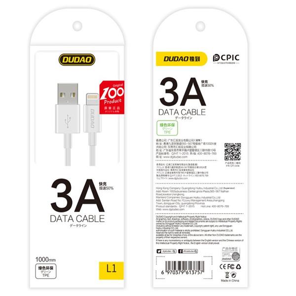 Dudao przewód kabel USB / USB Typ C 3A 1m biały (L1T white)-2148271