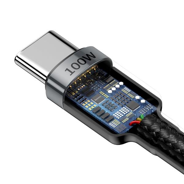 Baseus Cafule nylonowy kabel przewód USB Typ C Power Delivery 2.0 100W 20V 5A 2m szary (CATKLF-ALG1)-2148590