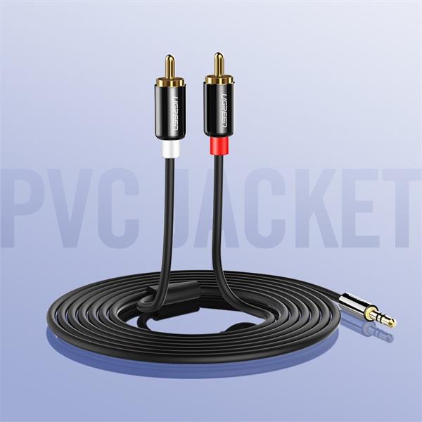 Ugreen kabel przewód audio 3,5 mm mini jack - 2RCA 2 m czarny (AV116 10584)-3101982