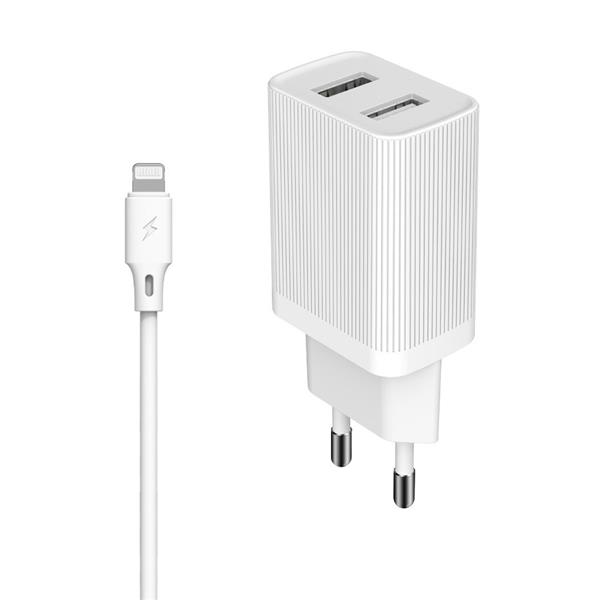 Kingkong ładowarka sieciowa adapter EU 2x USB 2.1A + kabel Lightning 1m biały (WP-U79i white)-2147497