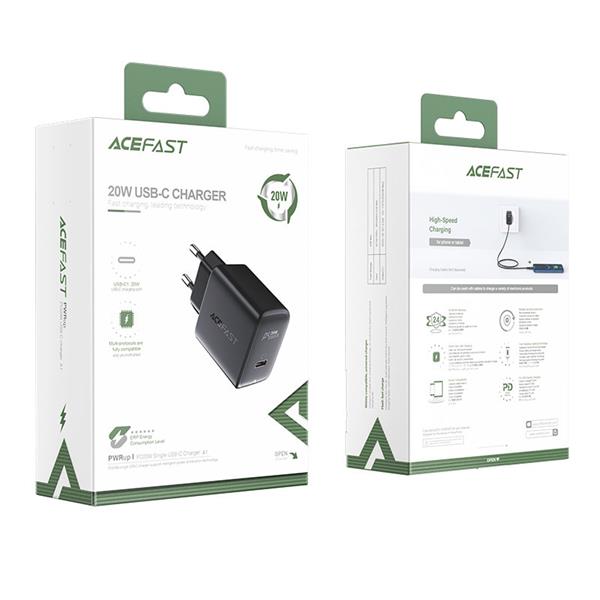 Acefast szybka ładowarka sieciowa USB Typ C 20W Power Delivery czarny (A1 EU black)-2270978